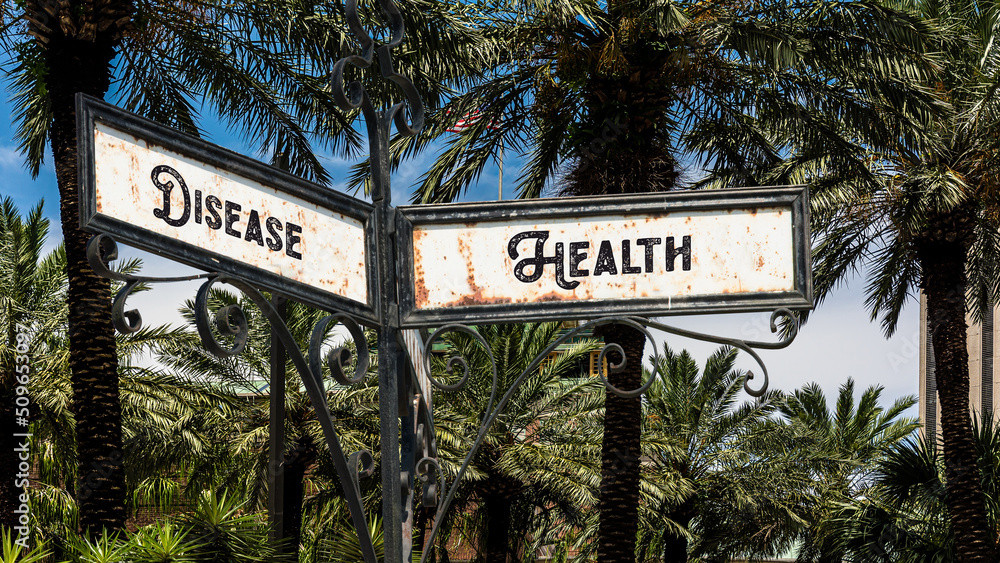 Obraz premium Street Sign Health versus Disease