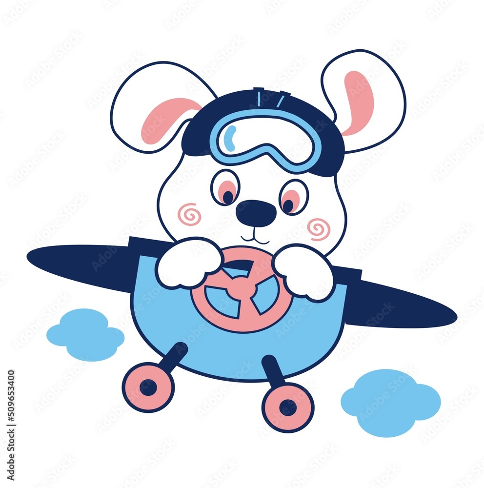 Bunny flying high with his little plane Bunny flying high with his little plane