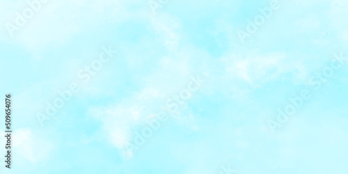 Shinny summer morning cloudy blue sky background, Abstract natural blue sky with white clouds, Stylist watercolor shaded blue background with clouds.