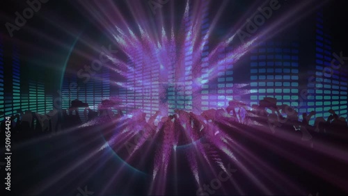 Wallpaper Mural Animation of fireworks and lights over dancing people on dark background Torontodigital.ca