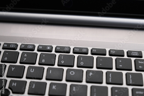 Laptop keyboard keys. Function keys. F6 to F12 keys photo
