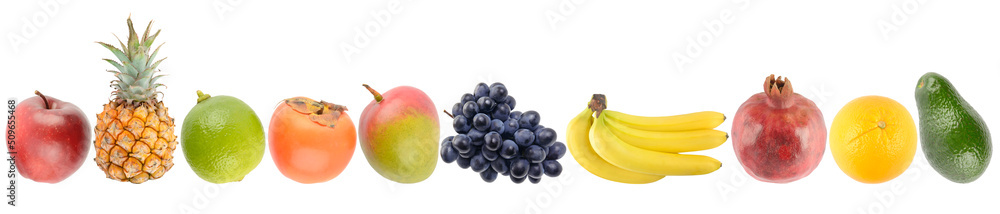Ripe fresh tropical fruits isolated on white Ripe fresh tropical fruits isolated on white