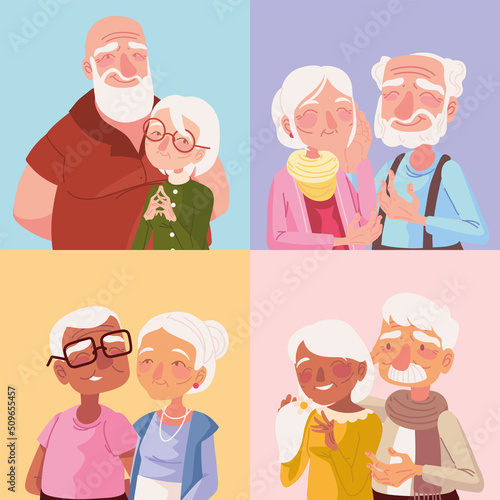 set cute grandparents