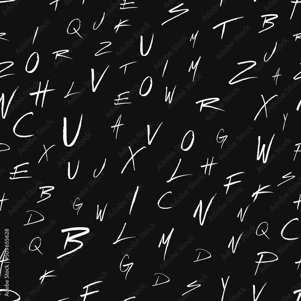 Seamless abstract alphabets pattern on black and white, vector illustration Seamless abstract alphabets pattern on black and white, vector illustration