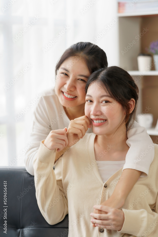 Asian lesbian couple, LGBTQ. Happy Two young Asia women showing love and romance together at home. Positive mood and moment of LGBT lesbian. Asian lesbian couple, LGBTQ. Happy Two young Asia women showing love and romance together at home. Positive mood and moment of LGBT lesbian.