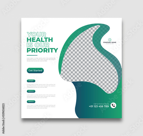 Professional medical healthcare service social media post template design.