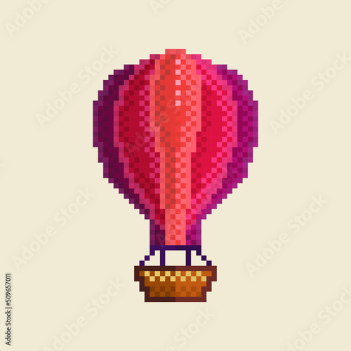 hot air balloon aerostat pixel art style