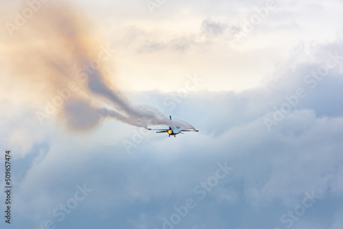 F-18 Hornet military fighter aircraft taking part in an exhibition