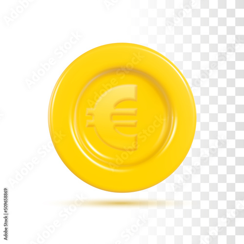 3d Euro Coin. Vector Realistic Rendering. Concept Illustration Isolated On Transparent Background