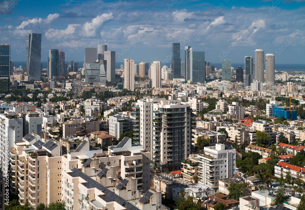 Tel Aviv and Givatayim living houses day top view