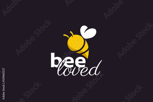 bee loved logo with a combination of a bee with a heart as its wings.