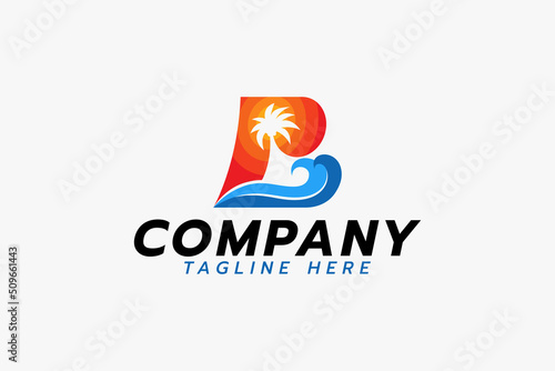 Free Download creative beach logo with a combination of the letters 