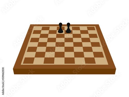 Two pawns on a chessboard on a white background