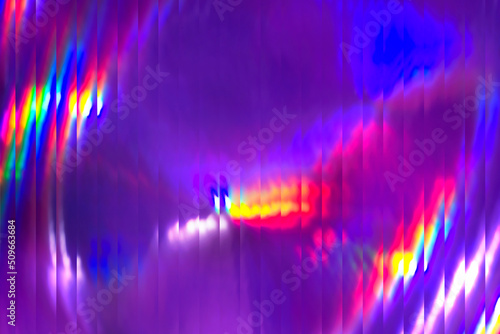 Holographic abstract background. Rainbow neon glass texture pattern. Trendy colorful reeded refract effect.