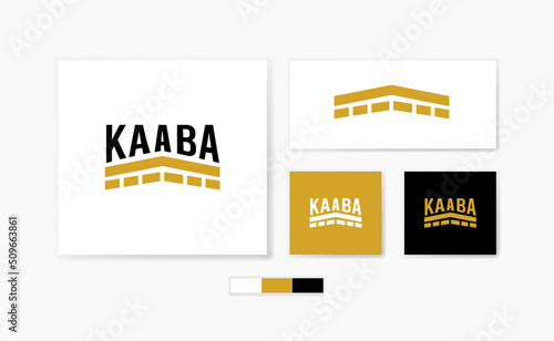 Simple minimalist gold and black kaaba logo flat