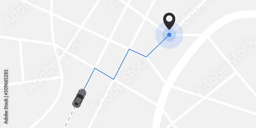 Navigation map. Planning routes. Traveling by car. Distance tracking. Vector illustration