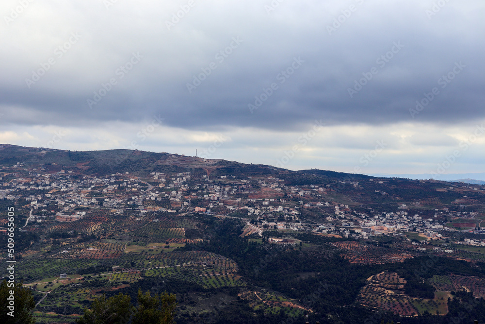 Nature in Ajloun buildings and trees - Jordan