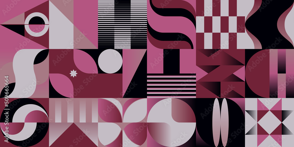 Bauhaus Inspired Graphic Pattern Artwork Made With Abstract Vector Geometric Shapes Bauhaus Inspired Graphic Pattern Artwork Made With Abstract Vector Geometric Shapes