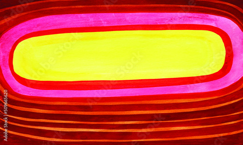 Gelbes Oval mit farbigen Schwingungen