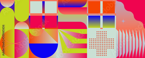 Neon Colored Abstract Pattern Graphics Made With Vector Geometric Shapes And Elements