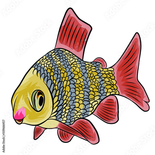 Golden fish vector White background