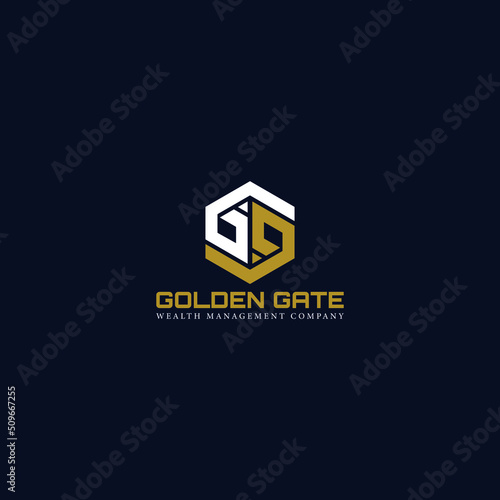 abstract initial letter G and G in white and gold color isolated in dark blue background applied for wealth management company logo also suitable for the brands or companies that have initial name GG