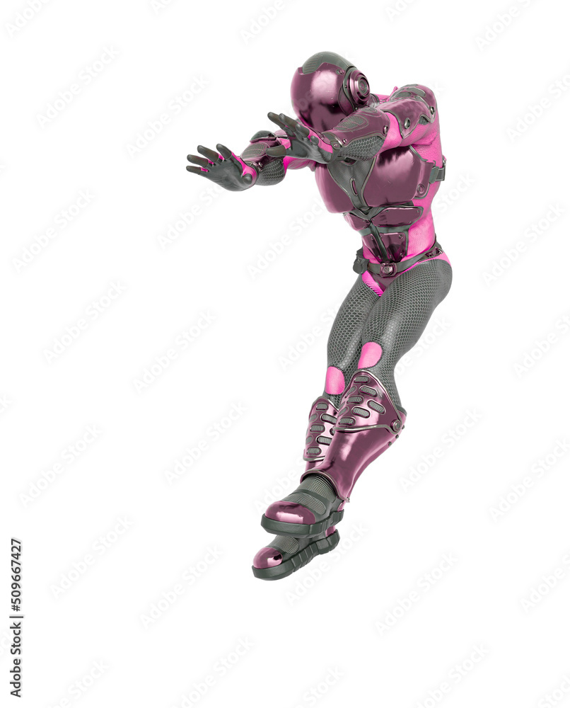 futuristic astronaut was hitted by the explosion in white background futuristic astronaut was hitted by the explosion in white background