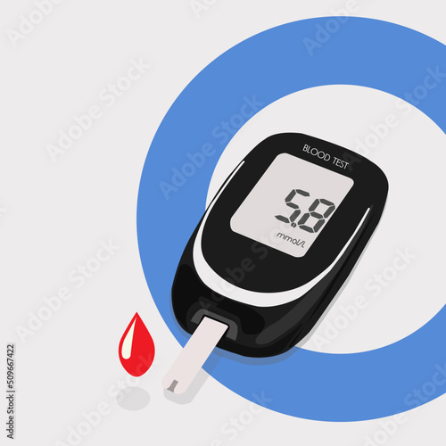 Blood glucose meter, glucometer vector drawing. A concept for proper insulin therapy for diabetic patients