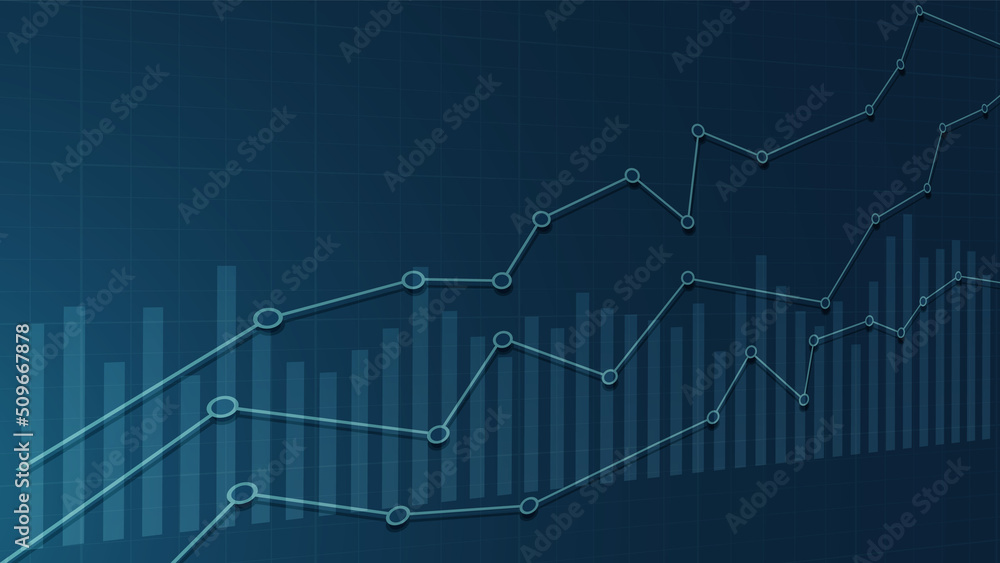 Stock chart or graph. Financial chart or graph