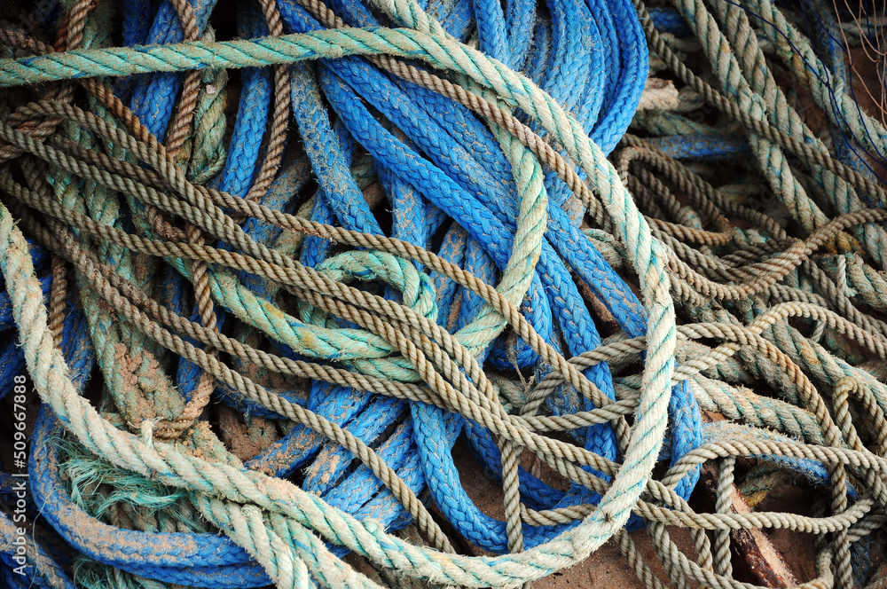 ropes used by fishermen in Fisherman's Beach, Punta del Diablo, Rocha, Uruguay.