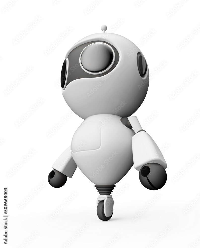 Fototapeta premium tiny robot in white background cool bottom view