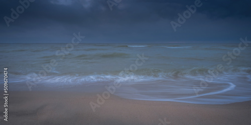 Fototapeta Naklejka Na Ścianę i Meble -  Sea view in forecast dark storm clouds