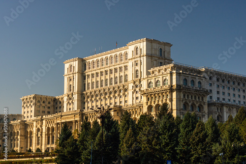 Famous Palace of the Parliament (Palatul Parlamentului) in Bucharest, capital of Romania photo