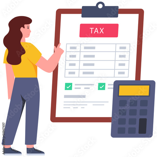 An editable design illustration of tax calculation