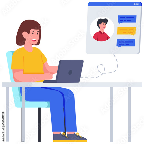 Flat design illustration of video chat