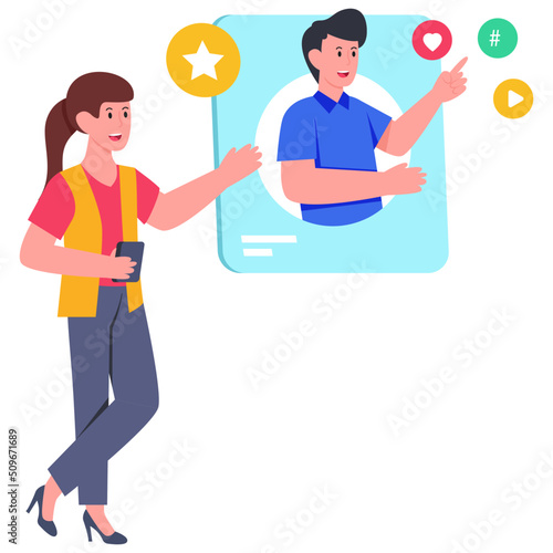 Trendy design Illustration of social interaction