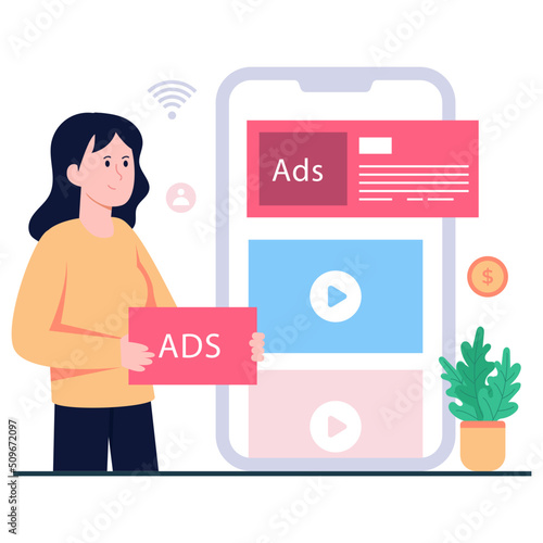 Premium download illustration of mobile ad
