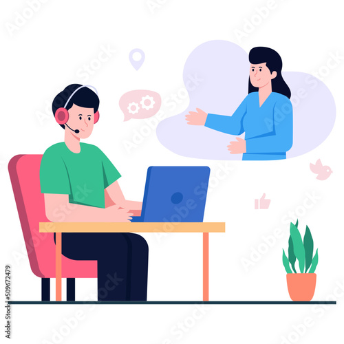 Trendy vector design of support chat