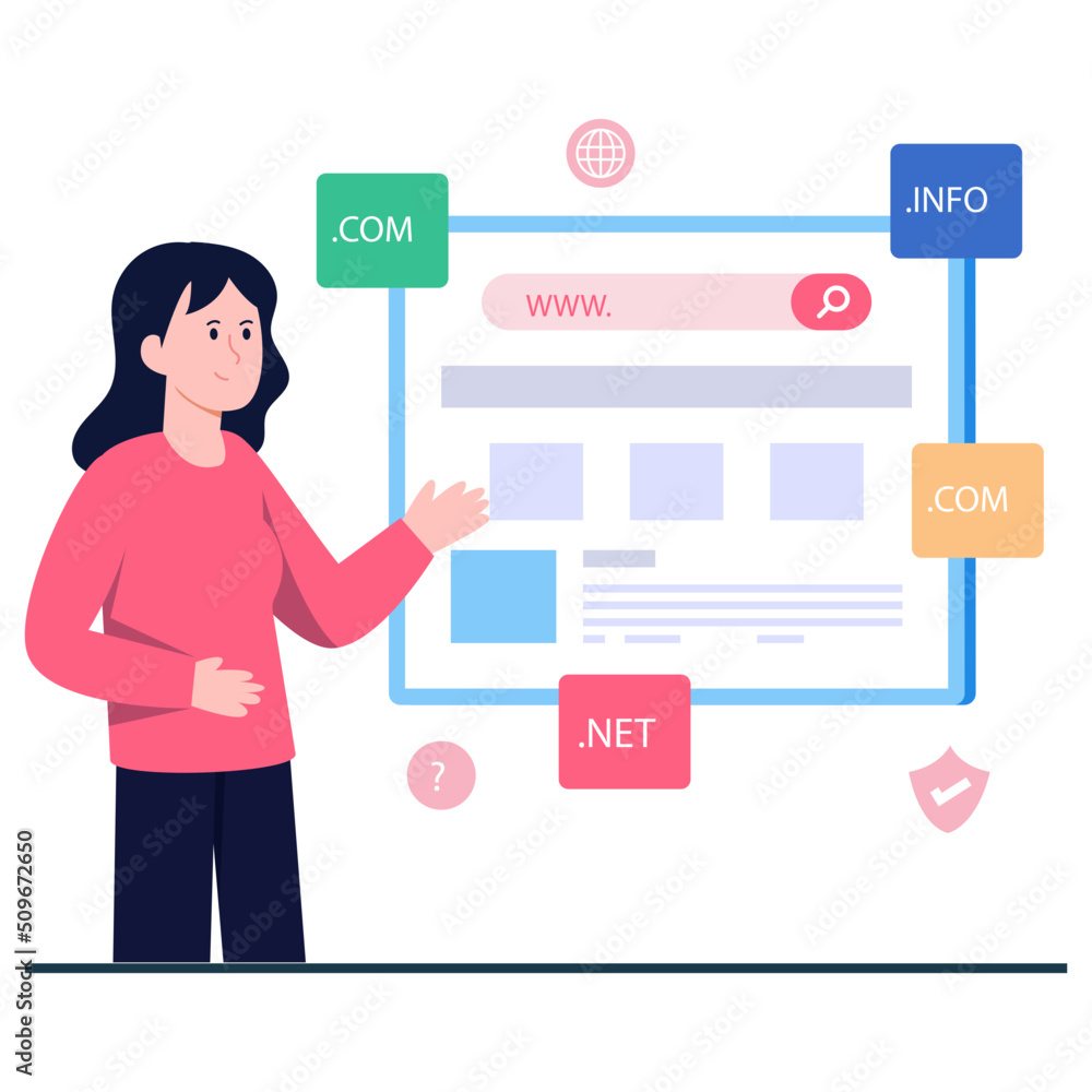 Editable design illustration of web domain