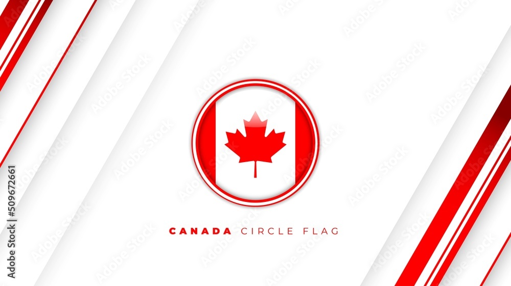 Obraz premium Canada circle flag design with simple geometric background for canada day design