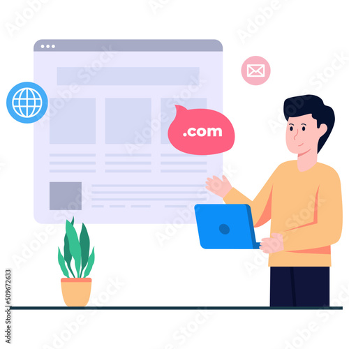 Editable design illustration of web domain