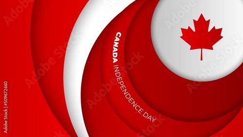 Red and white paper cut in circle design for canada independence day template design