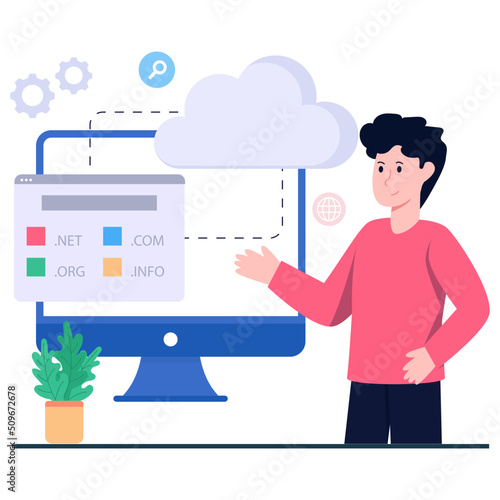Editable design illustration of web domain
