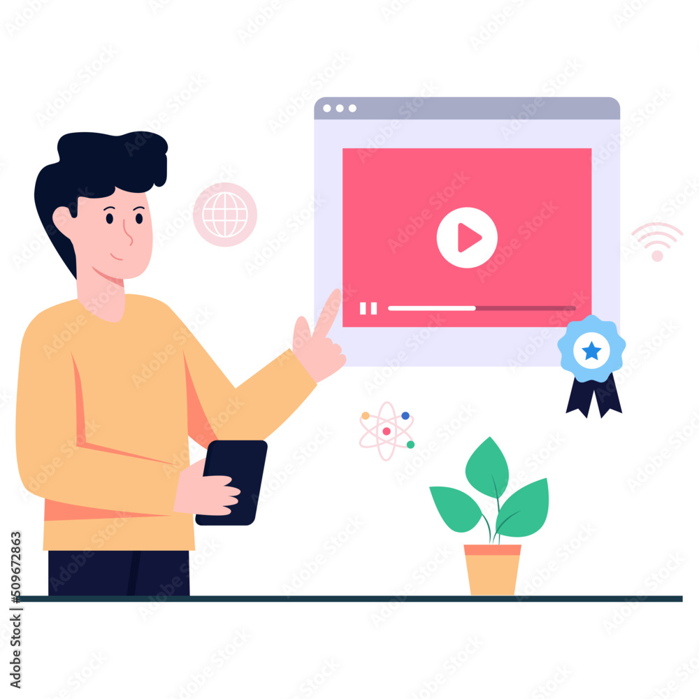 An illustration design of video tutorial An illustration design of video tutorial