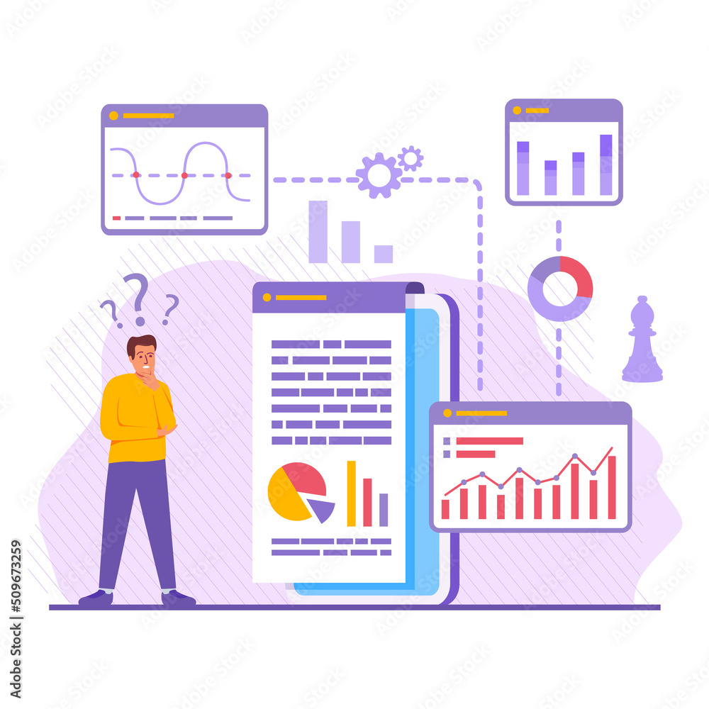 Statistical and data analysis.Business finance investment concept. Office worker studying the infographic.People analyzing growth charts.Monitoring on web report dashboard.