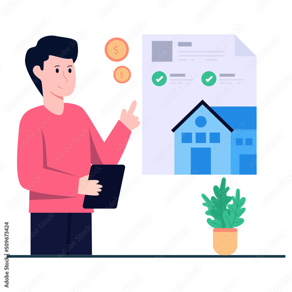 Property paper icon, editable vector