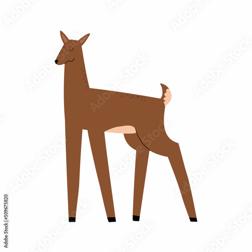 forest deer hand drawn in flat style. baby illustration