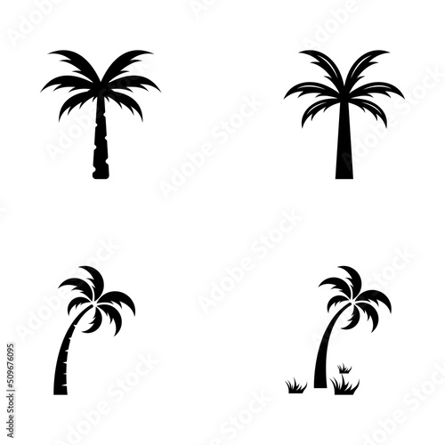 Palm tree logo  palm with waves and sun. Using Illustrator template design editing.