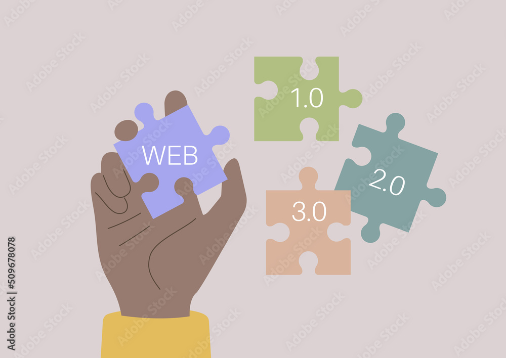 Web 3 concept, a hand holding a puzzle piece, new technologies Web 3 concept, a hand holding a puzzle piece, new technologies