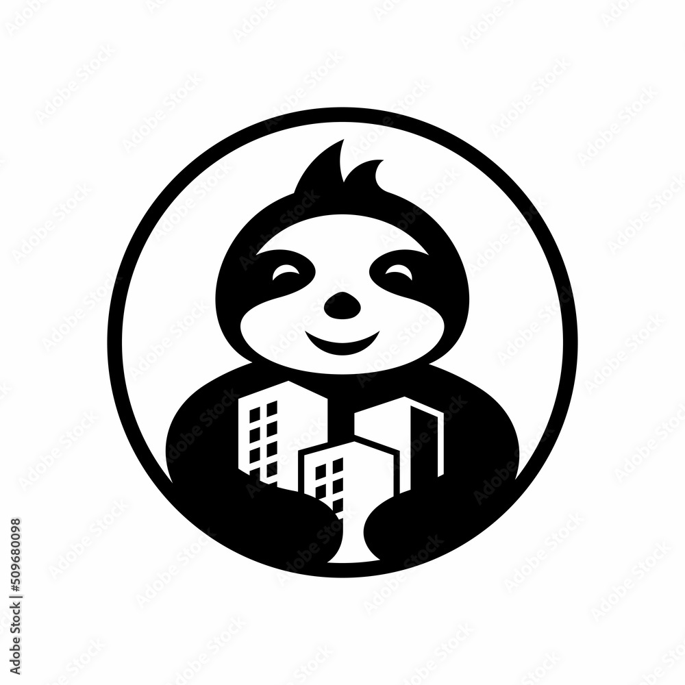 Animal Sloth City Business Logo Design Animal Sloth City Business Logo Design